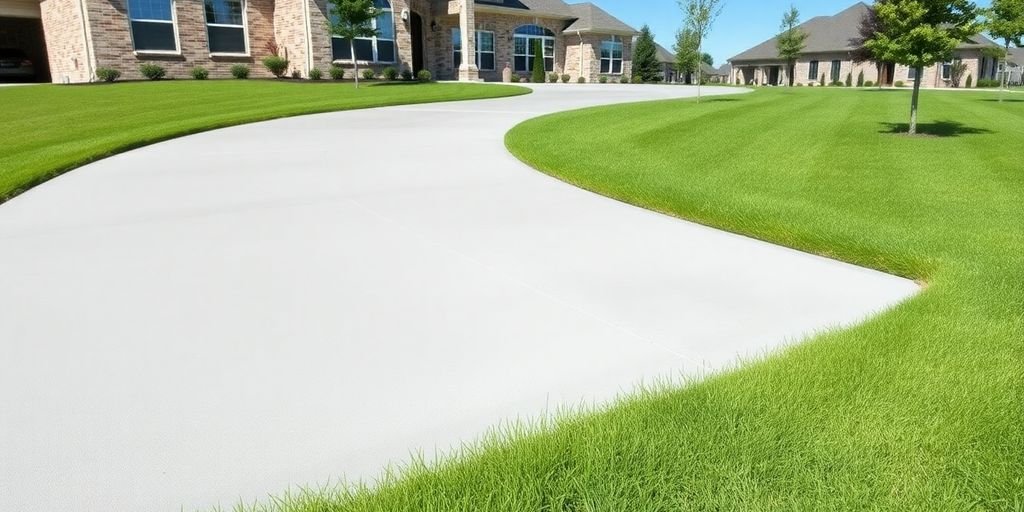 New concrete driveway installation in Little Elm, TX.